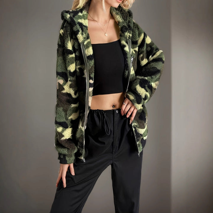 Unleash Your Style with Our Women's Casual Camouflage Hooded Jacket