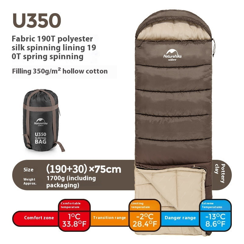 Envelope Hooded Sleeping Bag Outdoor