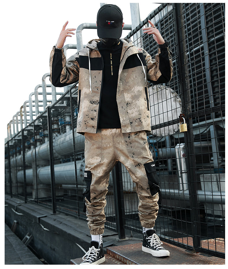 Men's loose tooling camouflage Jacket Suit