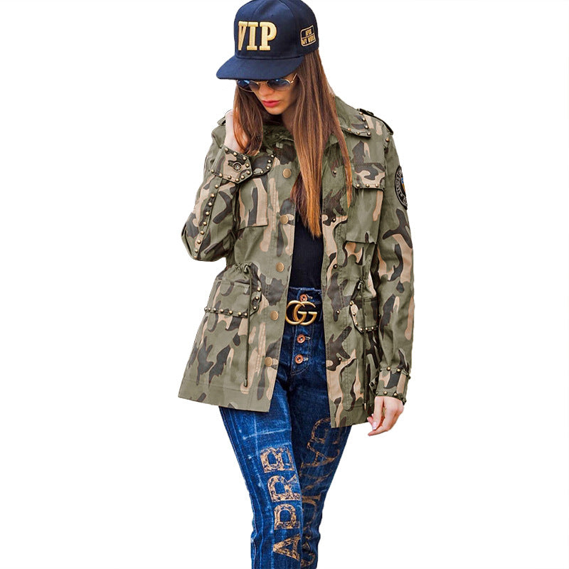 Ladies Camouflage Casual Baseball Jacket