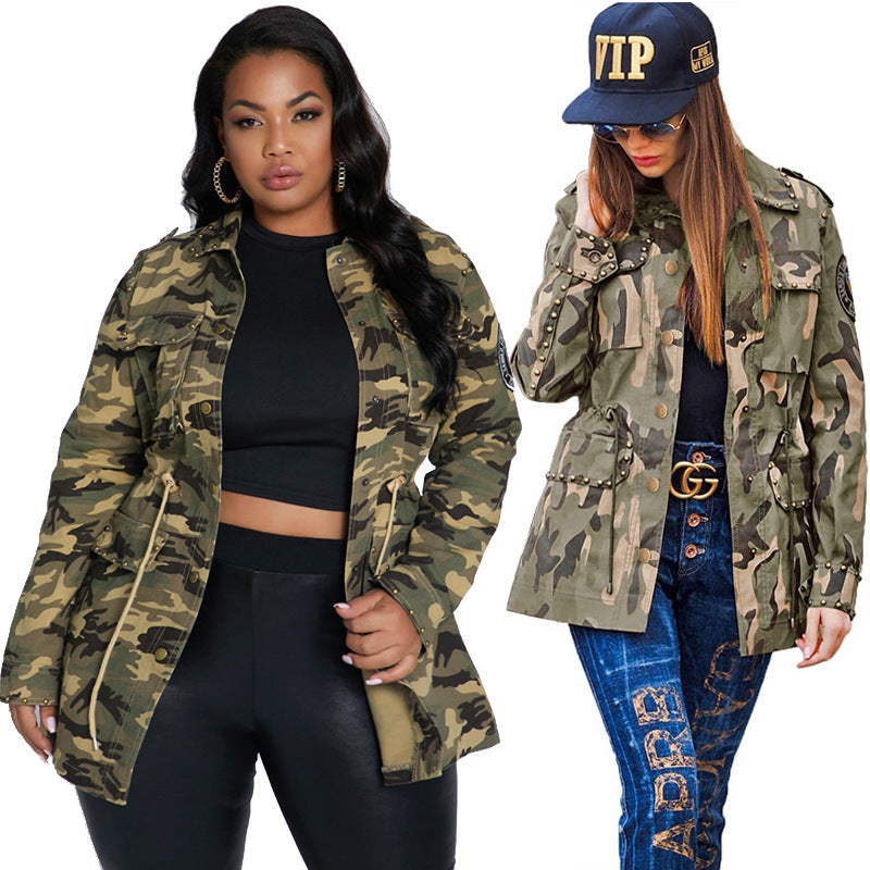 Ladies Camouflage Casual Baseball Jacket