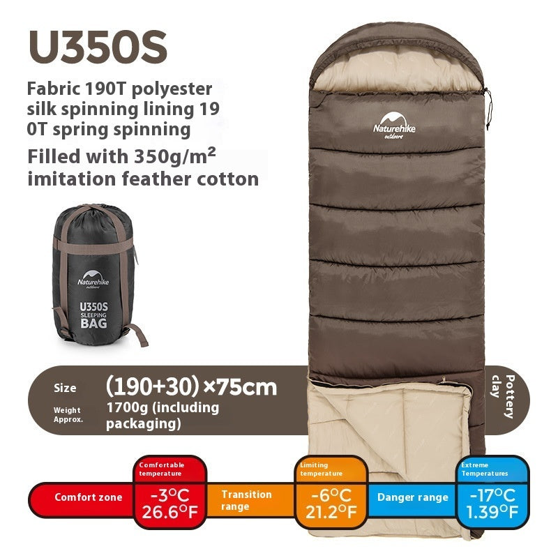 Envelope Hooded Sleeping Bag Outdoor