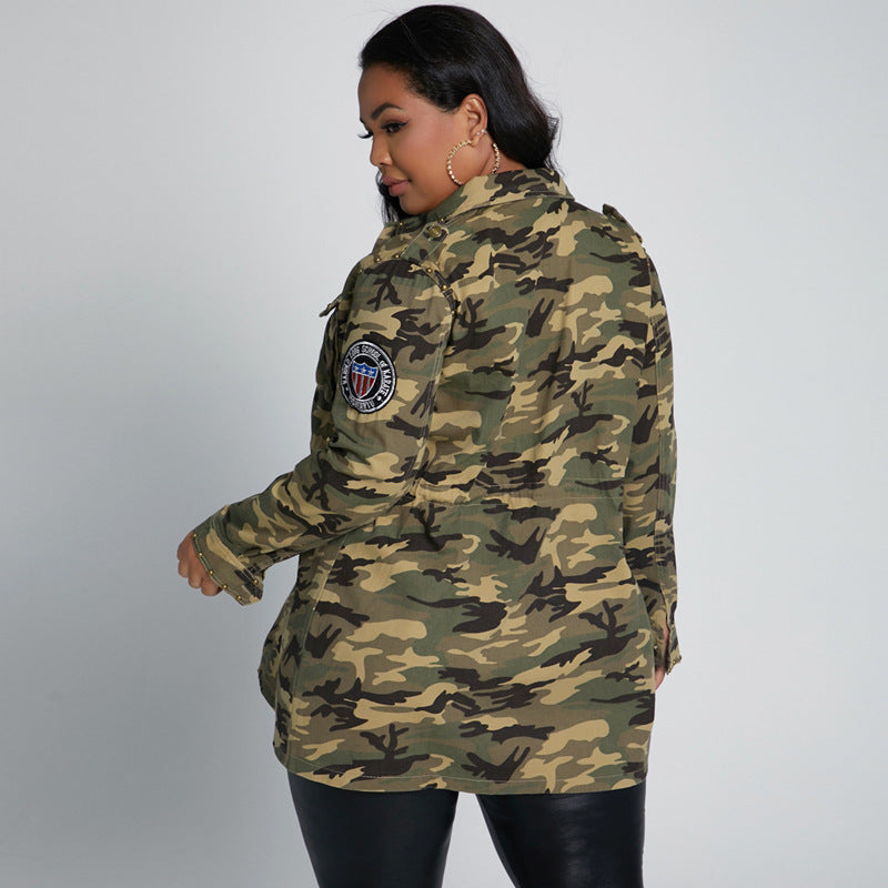 Ladies Camouflage Casual Baseball Jacket