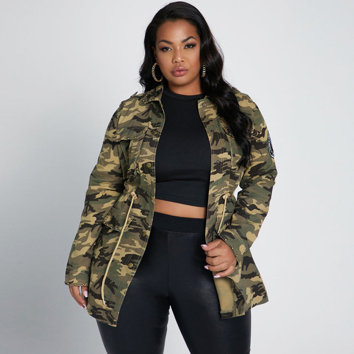 Ladies Camouflage Casual Baseball Jacket